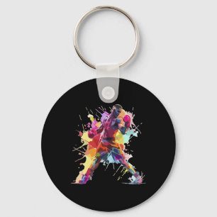 Boxer Man Boxing Paint Splash Kickboxer Kickboxing Key Ring