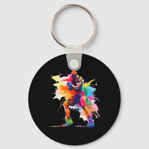 Boxer Man Boxing Paint Splash Kickboxer Kickboxing Key Ring