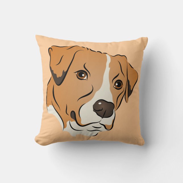Boxer Mix Graphic Dog Portrait Cushion (Front)