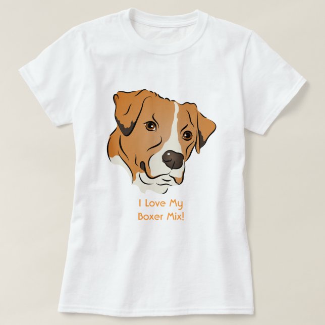 Boxer Mix Graphic Dog Portrait T-Shirt (Design Front)
