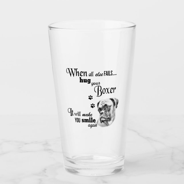 Boxer modern art cute dog breed slogan glass (Front)