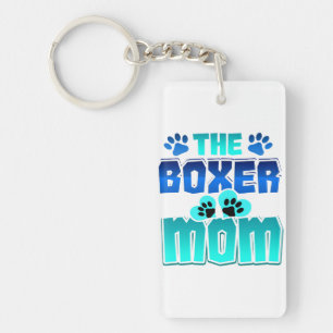 Boxer Mom Funny Dog Lover Paw Prints Boxer Mom Key Ring