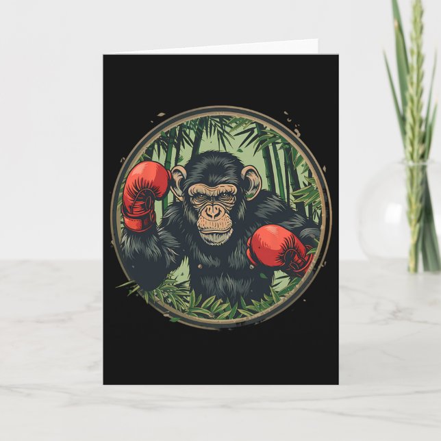 Boxer Monkey With Boxing Gloves Kickboxing Funny B Card (Front)