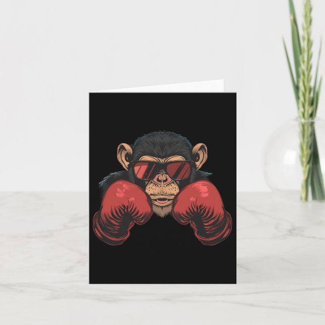 Boxer Monkey With Boxing Gloves Kickboxing Funny B Card (Front)