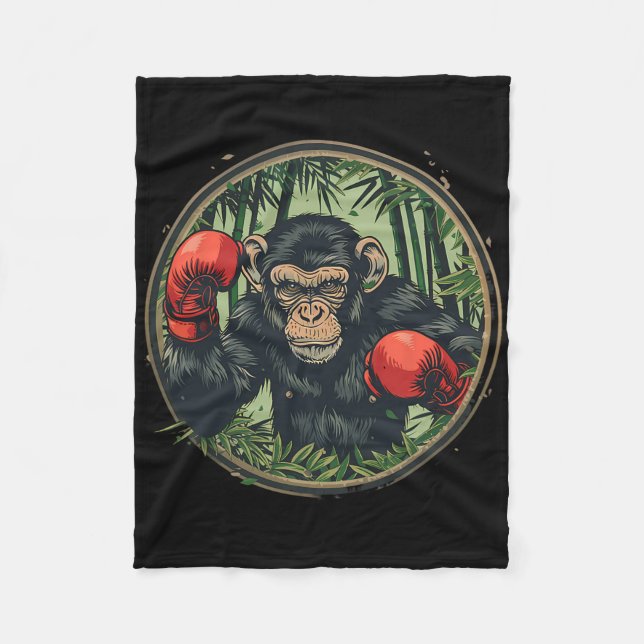 Boxer Monkey With Boxing Gloves Kickboxing Funny B Fleece Blanket (Front)