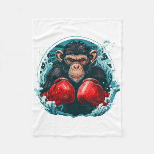 Boxer Monkey With Boxing Gloves Kickboxing Funny B Fleece Blanket