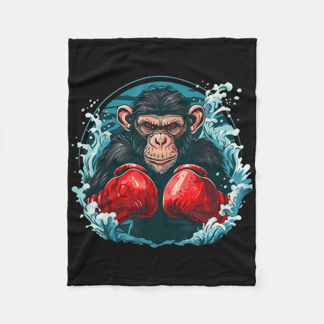 Boxer Monkey With Boxing Gloves Kickboxing Funny B Fleece Blanket (Front)