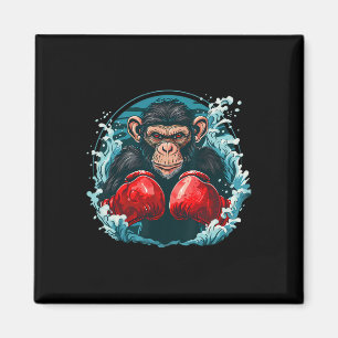 Boxer Monkey With Boxing Gloves Kickboxing Funny B Magnet