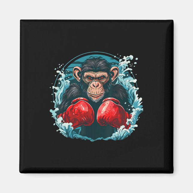Boxer Monkey With Boxing Gloves Kickboxing Funny B Magnet (Front)