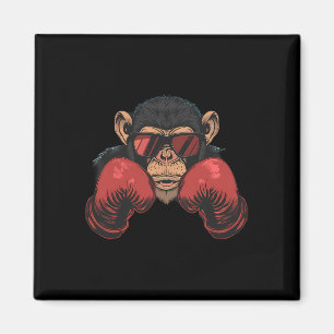 Boxer Monkey With Boxing Gloves Kickboxing Funny B Magnet