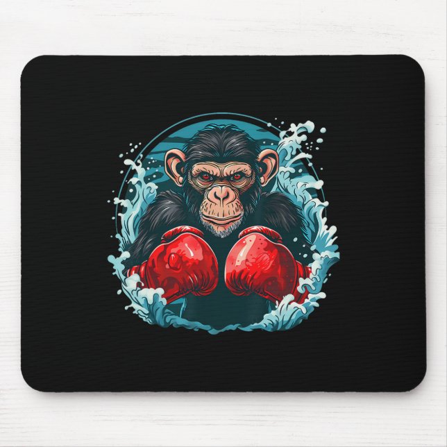 Boxer Monkey With Boxing Gloves Kickboxing Funny B Mouse Pad (Front)