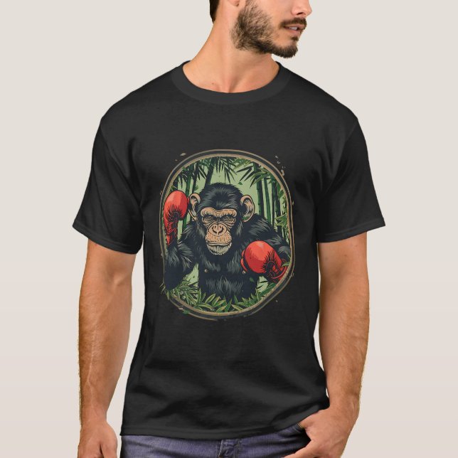 Boxer Monkey With Boxing Gloves Kickboxing Funny B T-Shirt (Front)
