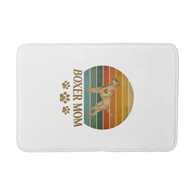 Boxer Mum Dog Retro Sunset Paw Prints_1 Bath Mat (Front)