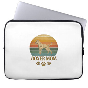 Boxer Mum Dog Retro Sunset Paw Prints_1 Laptop Sleeve