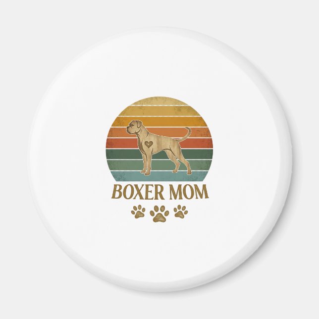 Boxer Mum Dog Retro Sunset Paw Prints_1 Magnet (Front)
