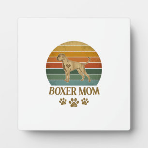 Boxer Mum Dog Retro Sunset Paw Prints_1 Plaque