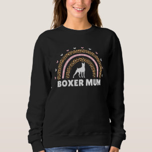 Boxer Mum Mummy Rainbow Leopard Boxer Dog Women Sweatshirt