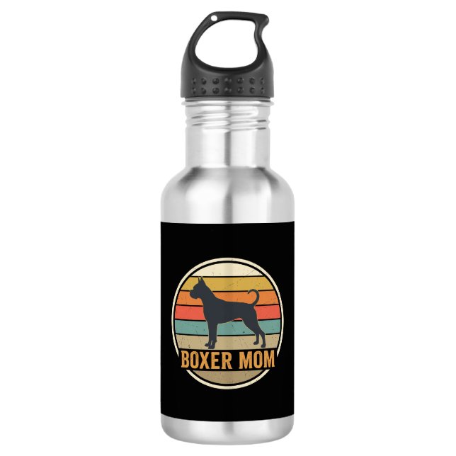 Boxer Mum Retro Sunset Dog 532 Ml Water Bottle (Front)