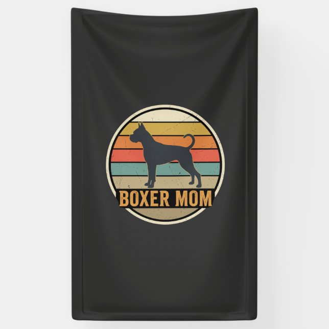 Boxer Mum Retro Sunset Dog Banner (Vertical)