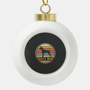 Boxer Mum Retro Sunset Dog Ceramic Ball Christmas Ornament