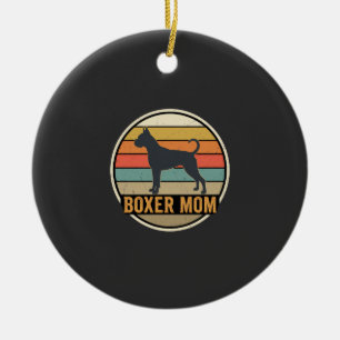 Boxer Mum Retro Sunset Dog Ceramic Tree Decoration