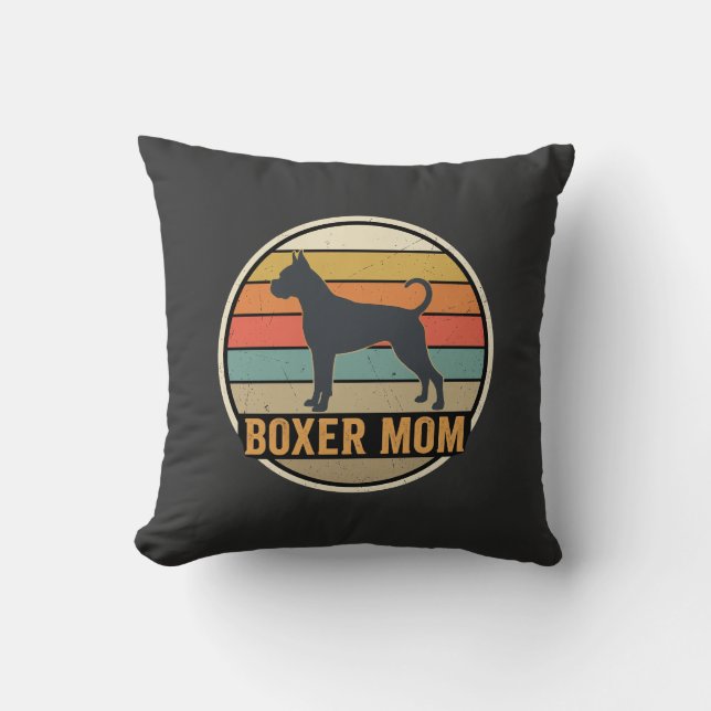 Boxer Mum Retro Sunset Dog Cushion (Front)