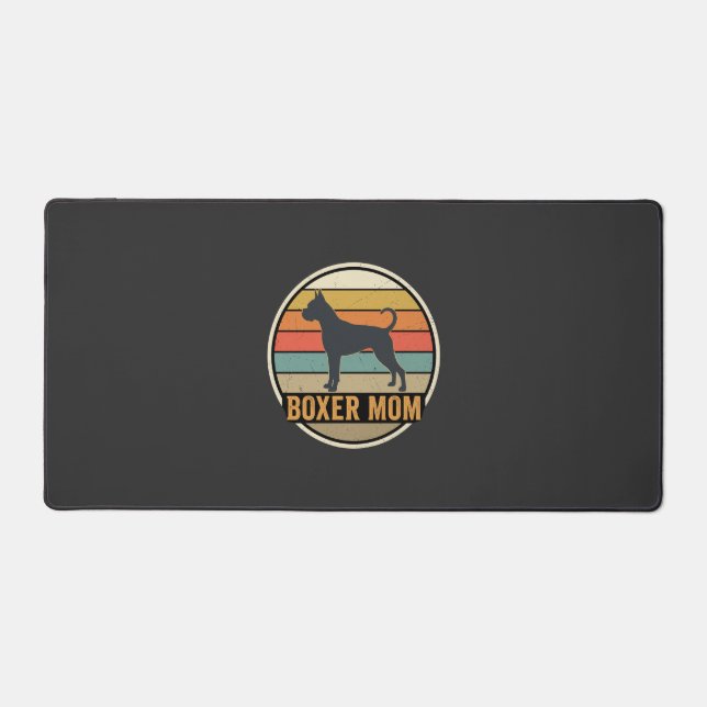 Boxer Mum Retro Sunset Dog Desk Mat (Front)