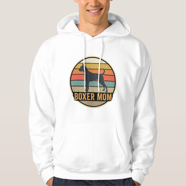 Boxer Mum Retro Sunset Dog Hoodie (Front)