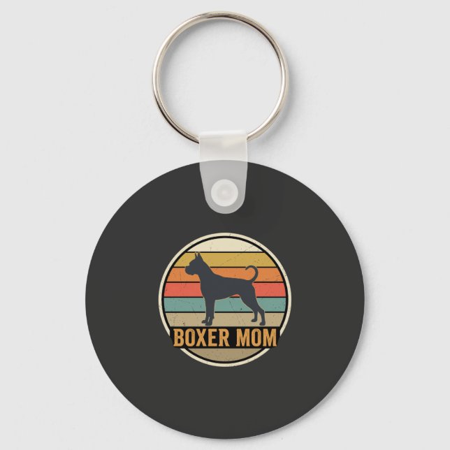 Boxer Mum Retro Sunset Dog Key Ring (Front)