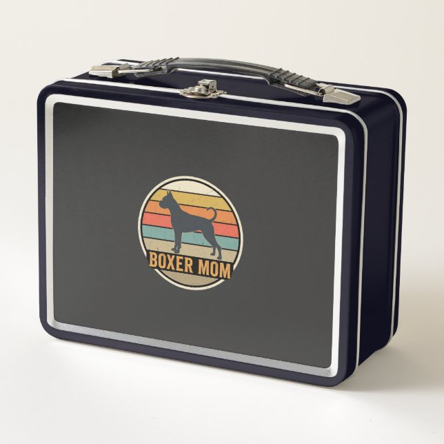 Boxer Mum Retro Sunset Dog Metal Lunch Box (Front)
