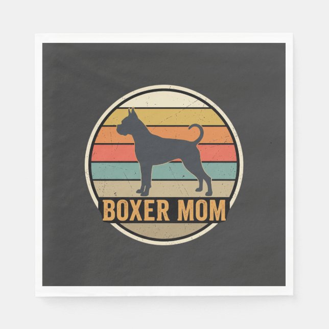 Boxer Mum Retro Sunset Dog Napkin (Front)