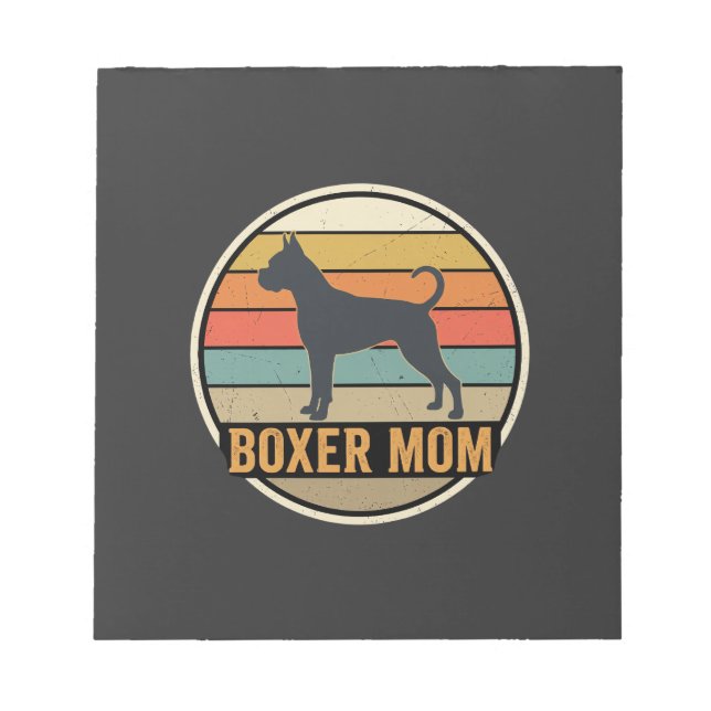 Boxer Mum Retro Sunset Dog Notepad (Front)