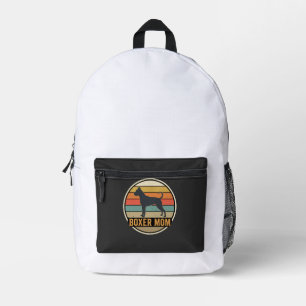 Boxer Mum Retro Sunset Dog Printed Backpack