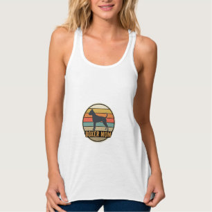 Boxer Mum Retro Sunset Dog Singlet