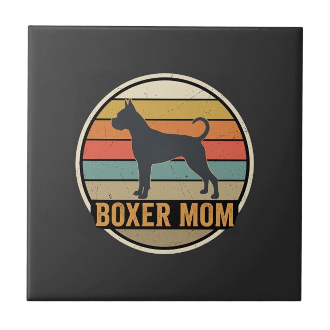Boxer Mum Retro Sunset Dog Tile (Front)