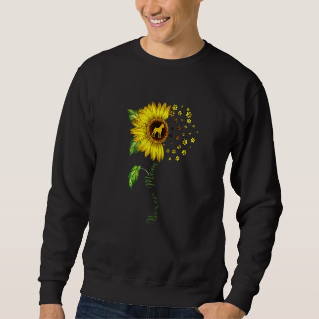 Boxer Mum Sunflower Boxer   Dog Mum Mama Sweatshirt (Front)