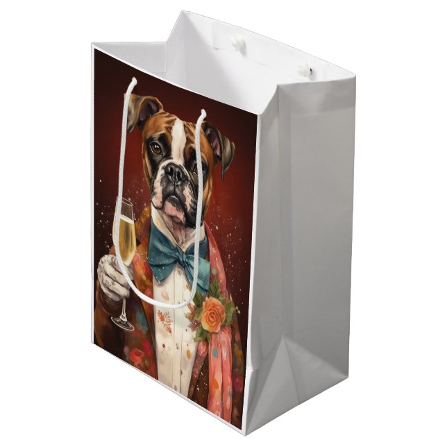 Boxer New Year Medium Gift Bag (Front Angled)