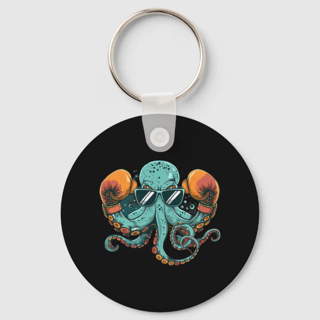 Boxer Octopus Lover Ocean Sea Creature Funny Boxin Key Ring (Front)