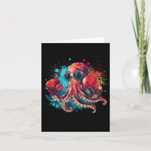 Boxer Octopus Lover Ocean Sea Creature Kickboxing  Card