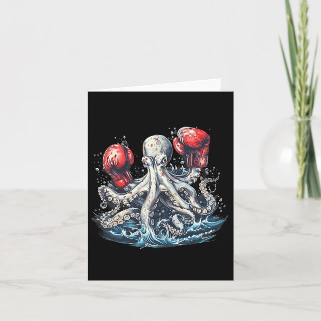 Boxer Octopus Lover Ocean Sea Creature Kickboxing  Card (Front)