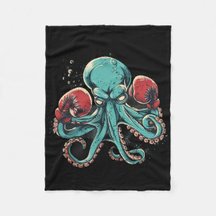 Boxer Octopus Lover Ocean Sea Creature Kickboxing  Fleece Blanket