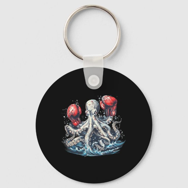 Boxer Octopus Lover Ocean Sea Creature Kickboxing  Key Ring (Front)