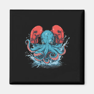 Boxer Octopus Lover Ocean Sea Creature Kickboxing Magnet