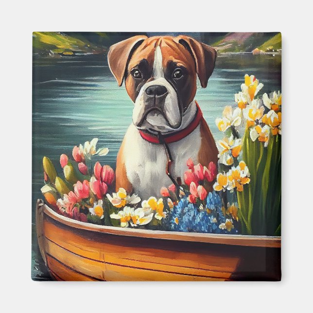 Boxer on a Paddle: A Scenic Adventure Magnet (Front)