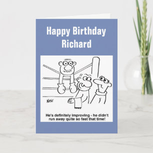 Boxer On the Ropes Cartoon Card