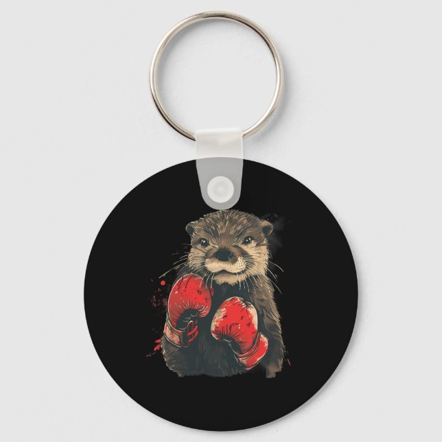 Boxer Otter With Boxing Gloves Kickboxing Funny Bo Key Ring (Front)