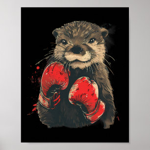Boxer Otter With Boxing Gloves Kickboxing Funny Bo Poster