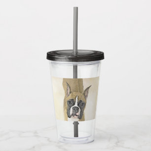 Boxer Painting - Cute Original Dog Art Acrylic Tumbler