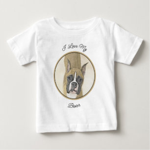 Boxer Painting - Cute Original Dog Art Baby T-Shirt