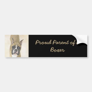 Boxer Painting - Cute Original Dog Art Bumper Sticker